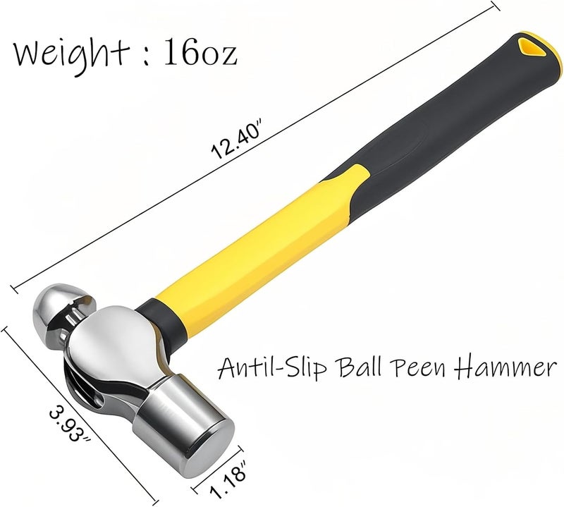 BJDSI 16 oz Ball Peen Hammer,Anti-Shaking,Anti-Rust,Shock-Proof Plastic Handle. - Image 2